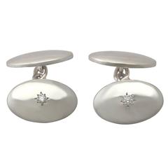 0.10 Ct Diamond and 9 k White Gold Cufflinks - Contemporary 2003 4