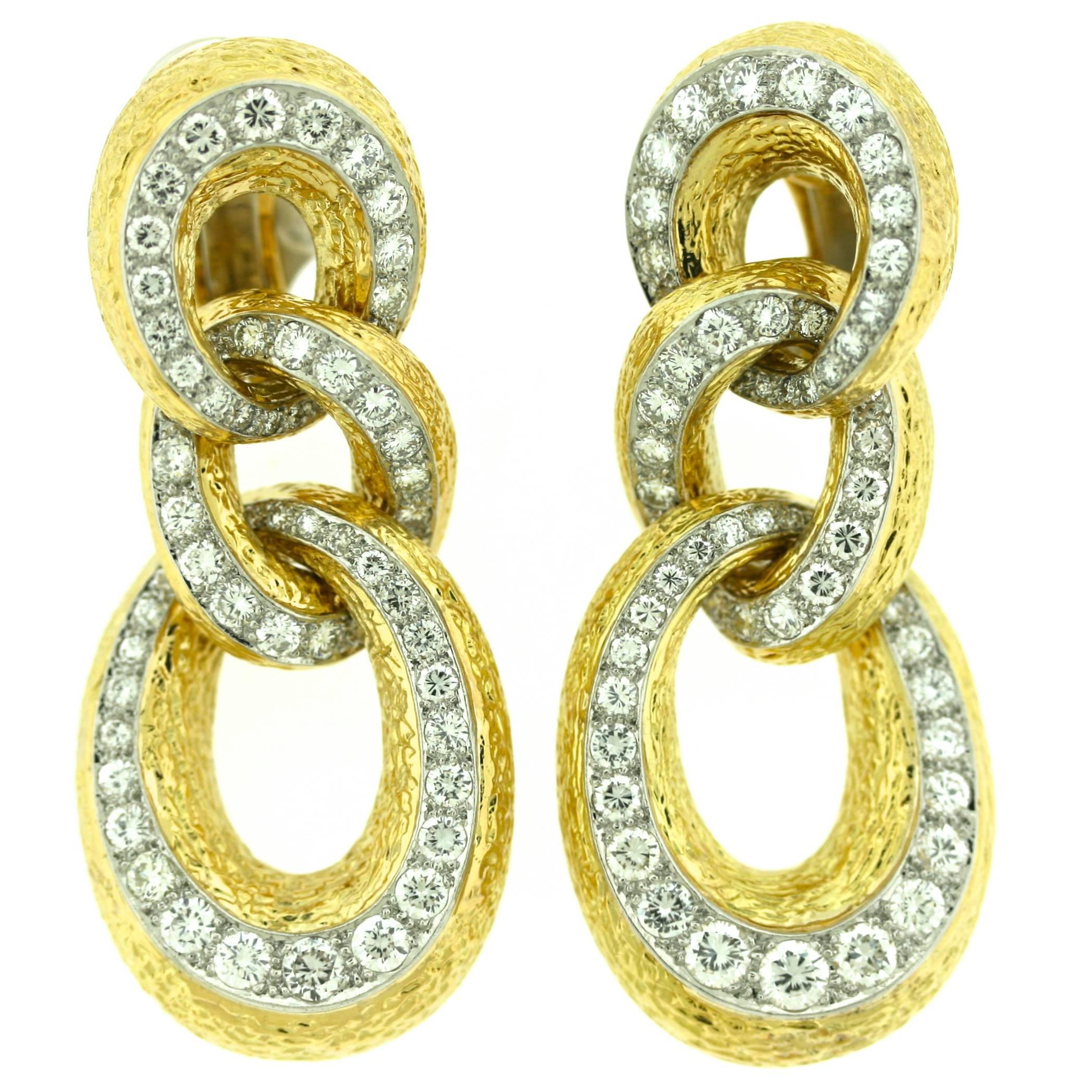 1970s Van Cleef & Arpels Diamond Gold Earrings For Sale