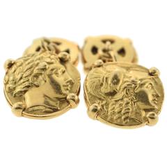 Van Cleef & Arpels Rare Gold Roman Coin Cufflinks with Box