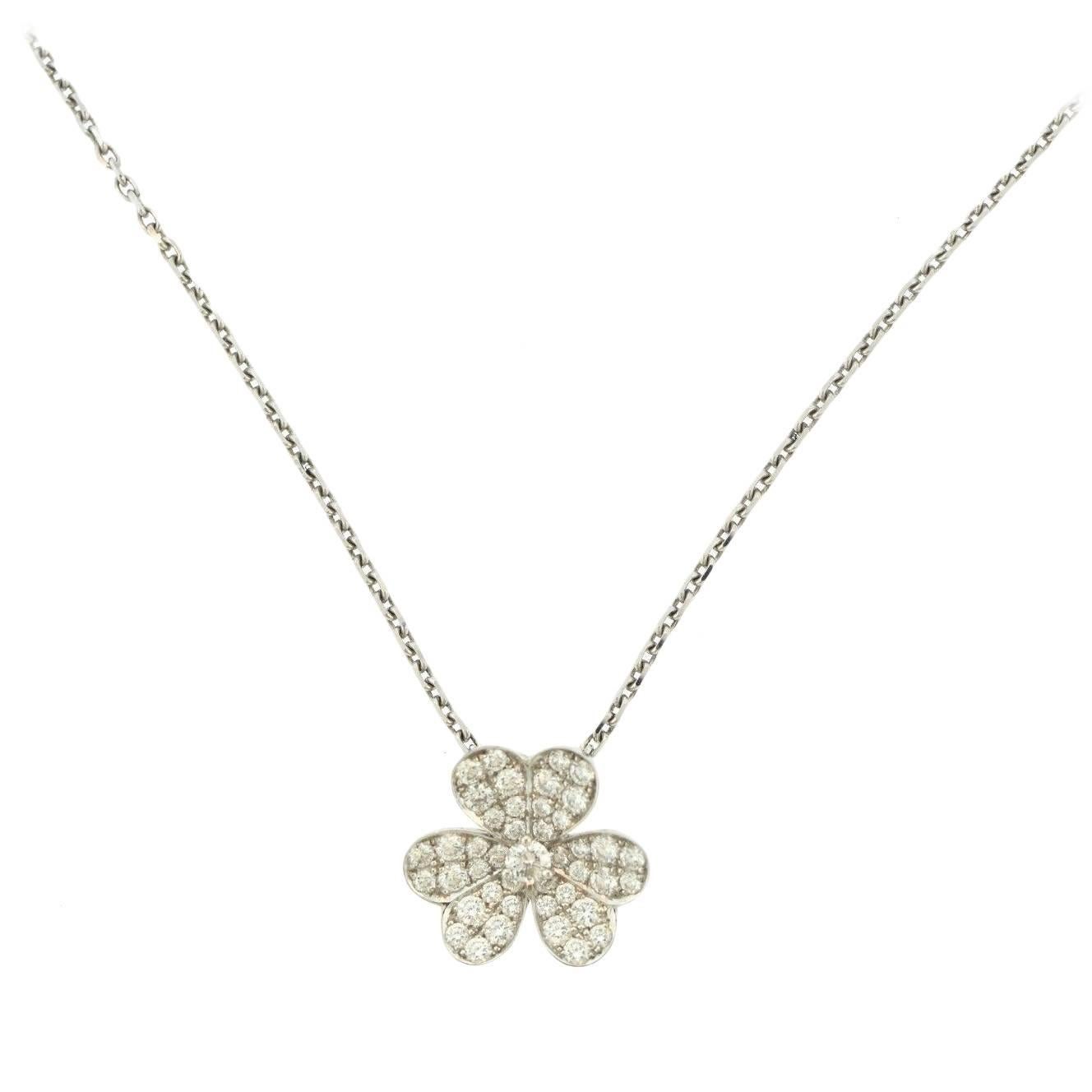 Van Cleef & Arpels Small Frivole Diamond Gold Pendant Necklace For Sale