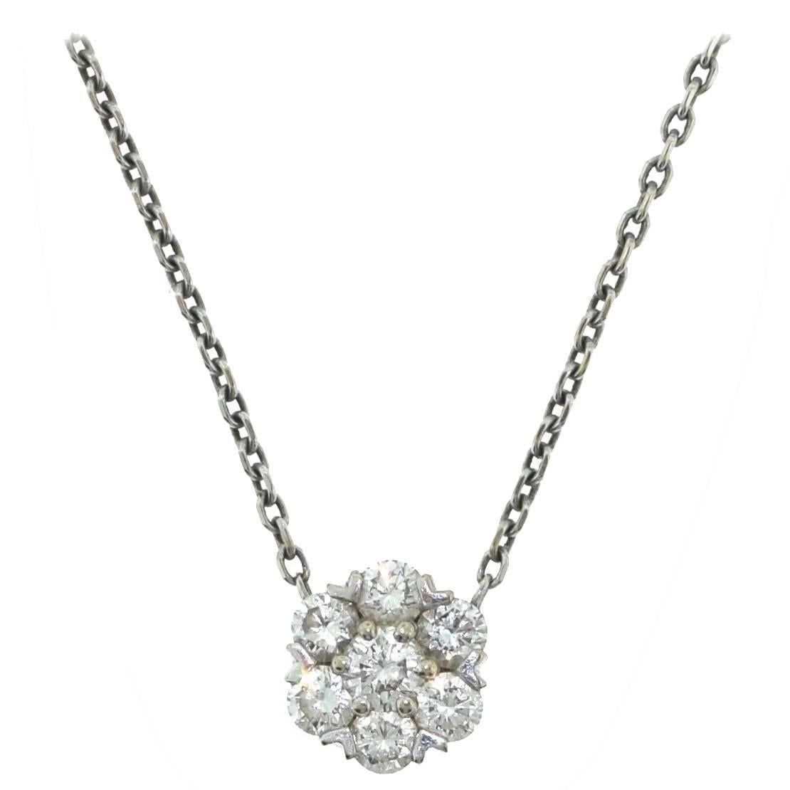 Van Cleef & Arpels Small Diamond Gold Fleurette Pendant Necklace For Sale