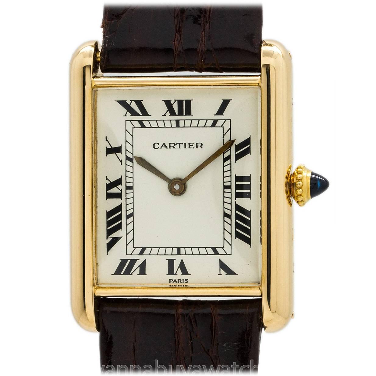 Cartier Yellow Gold White Dial Tank Louis Wristwatch