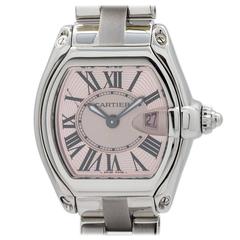 Cartier Stainless Steel Lady Roadster Breast Cancer Ltd Ed Quartz Wristwatch 