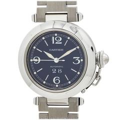 Cartier Stainless Steel Blue Dial Pasha C “Big Date” Automatic Wristwatch