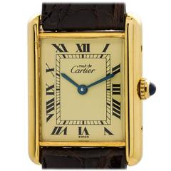 Cartier Vermeil Must de Cartier Tank Louis Quartz Wristwatch 