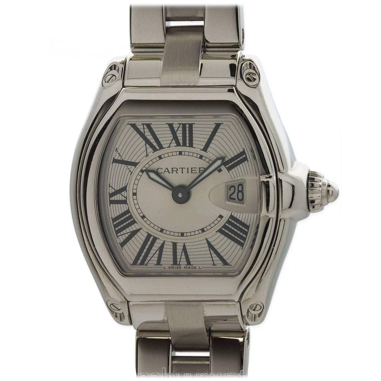 Cartier Ladies Stainless Steel Roadster Wristwatch For Sale