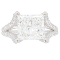 GIA Certified 3.25 Carat Princess Cut Diamond Engagment Ring