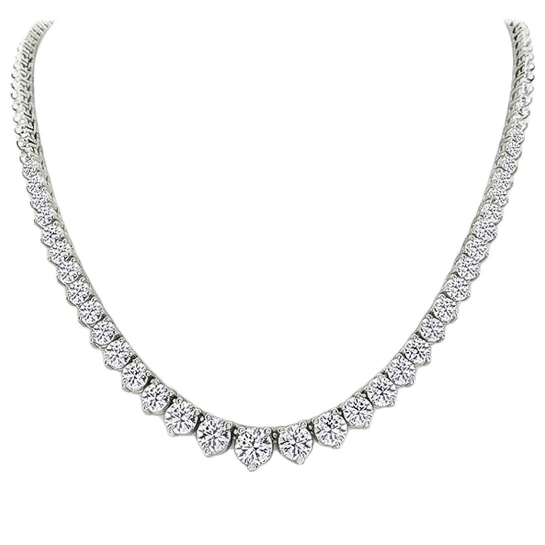 Stunning 26.10 Carats Diamond Gold Riviere Tennis Necklace 