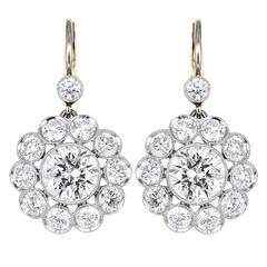 4.75 Carats Diamonds Gold Platinum Drop Earrings 10