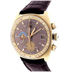Retro Omega Gold Plate Stainless Steel Chronograph Seamaster Automatic Date Wristwatch