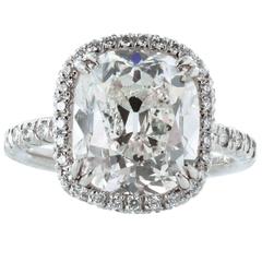 6.02 Carat I/SI2 GIA Cert Cushion Diamond Halo Platinum Engagement Ring 8