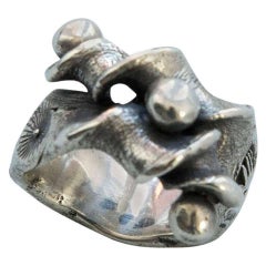 Walter Schluep Bague d'affirmation rare en argent sterling abstrait