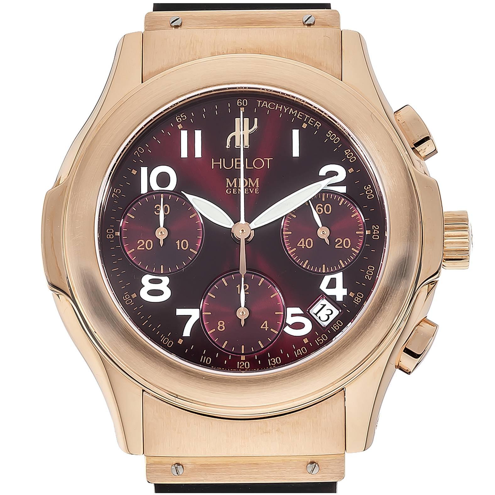 Hublot MDM Or Rose Chronographe Automatique Montre-bracelet Ref 1810.8