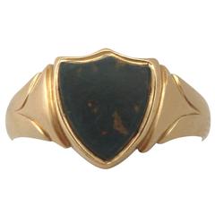 1906 Antique Bloodstone Gold Signet Ring