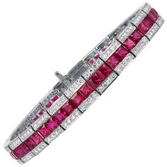 Ruby Diamond Gold Platinum Bracelet