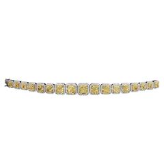 Graduated Yellow Radiant Diamond gold Platinum Bracelet 