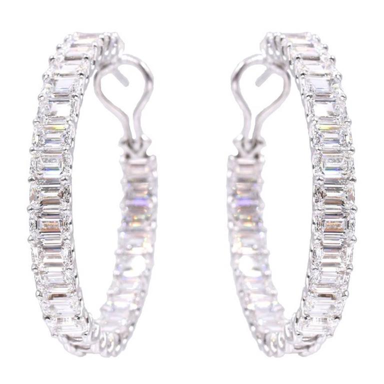 Stunning G.I.A Certified Diamond Hoops For Sale at 1stdibs