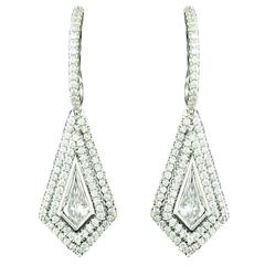 Diamond Platinum Kite Shaped Earrings