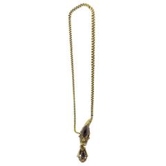 Exquisite Victorian Garnet Gold Snake Necklace