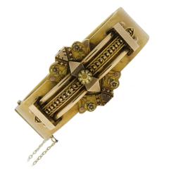 Wide Victorian Etruscan Gold Bangle Bracelet 1