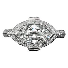 1.83 Carat Marquise Diamond Platinum Engagement Ring 3