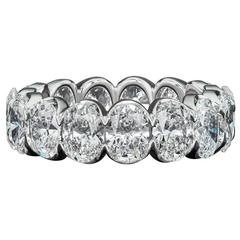 7.40 Carat Oval Diamond Eternity Wedding Band Ring 3