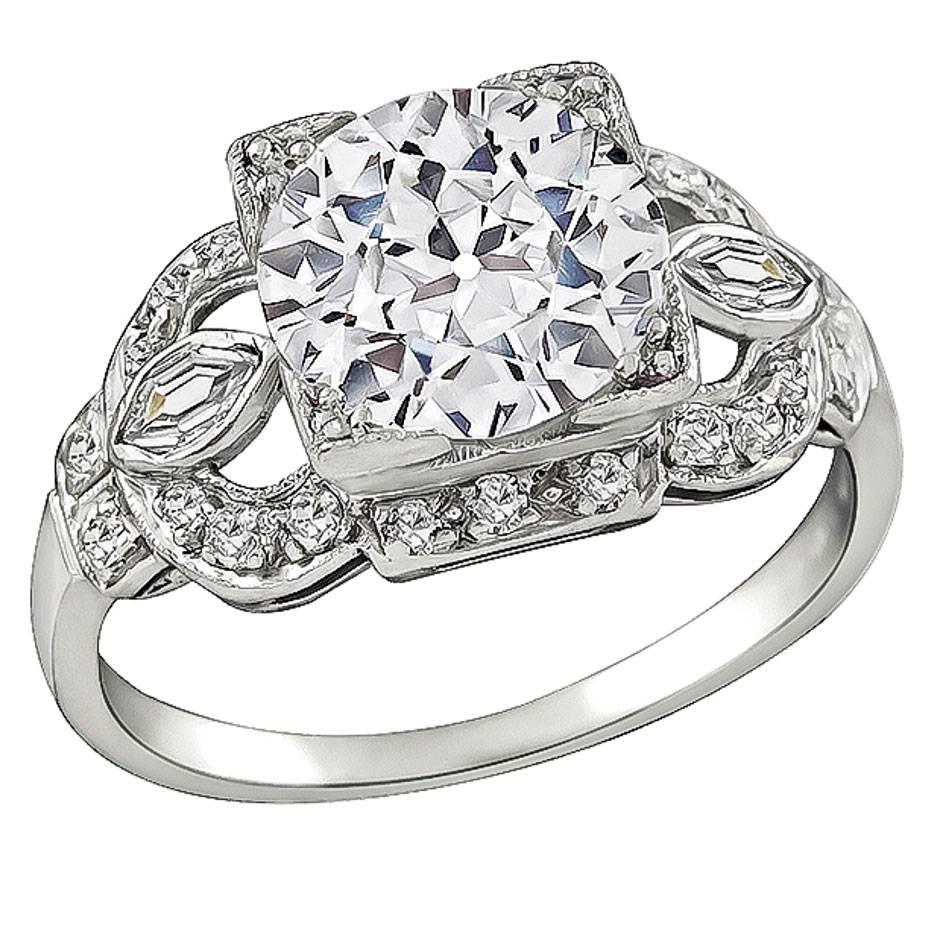 Bague de fiançailles en platine avec diamants de 2,24 carats certifiés GIA en vente