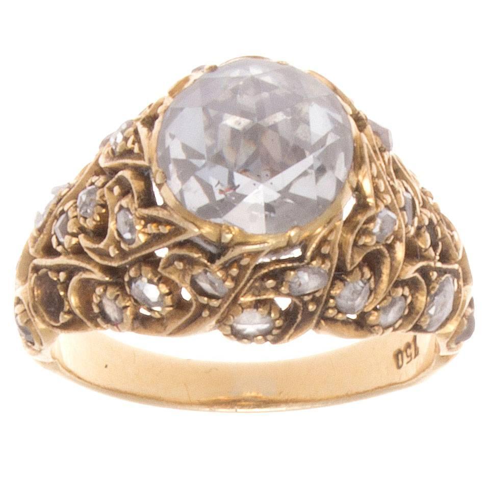 Early Victorian Rose Cut Diamond Gold Ring