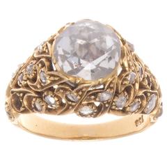 Frühviktorianischer Goldring mit Diamant im Rosenschliff