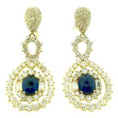 Sapphire Diamond Gold Drop Earrings 6