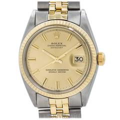 Rolex Yellow Gold Stainless Steel Datejust Automatic Wristwatch Ref 1603 1970s