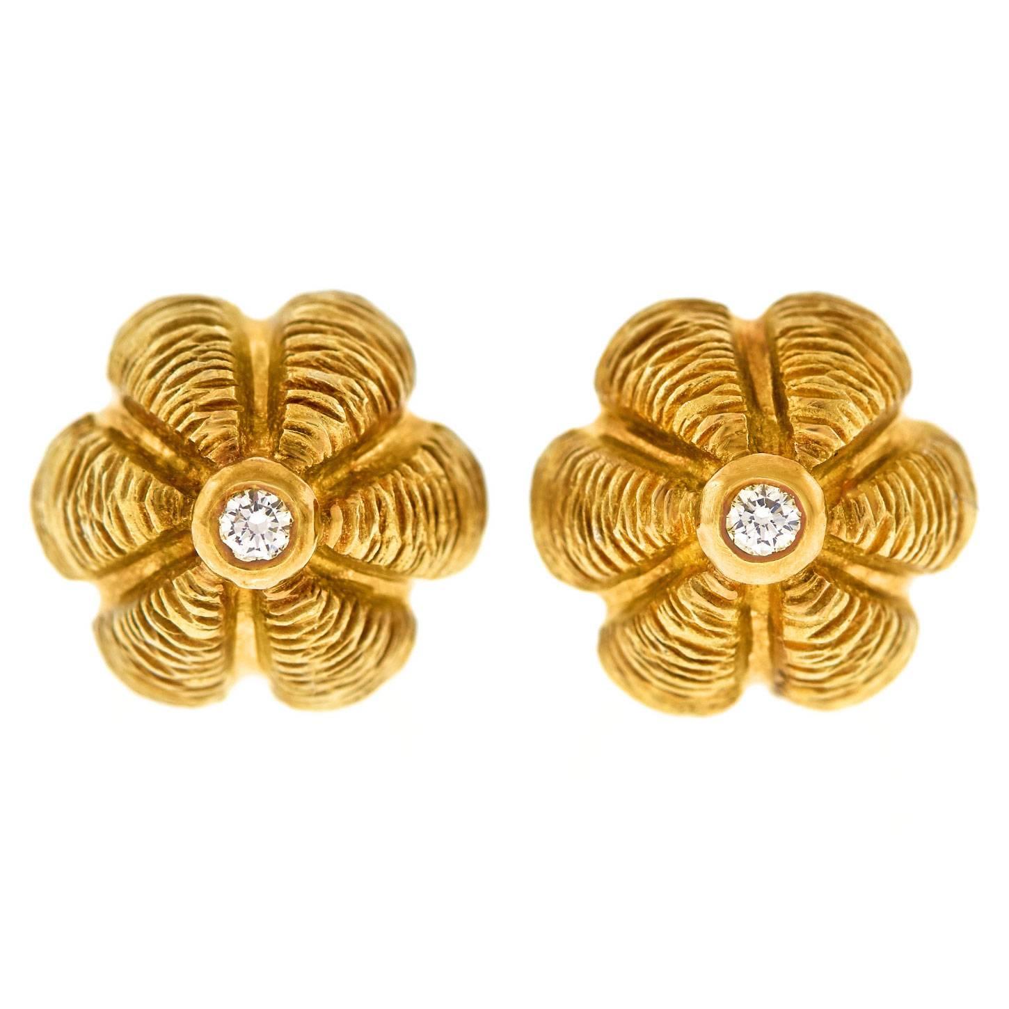 Tiffany & Co. Diamond-Set Gold Earrings