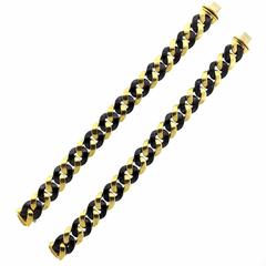 Heavy Gold Gunmetal Curb Link Bracelet Set