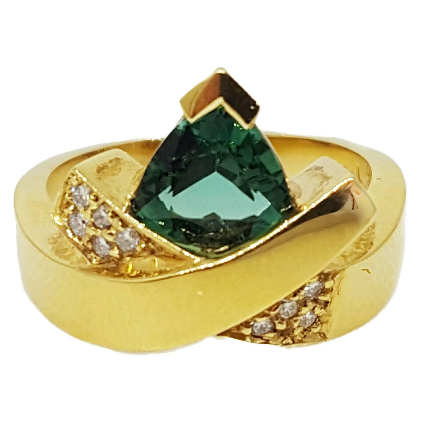John Atencio "Estrella" Tourmaline Diamond Gold Ring