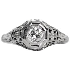 1910s Edwardian .40 Carat Old European Diamond Gold Engagement Ring 6