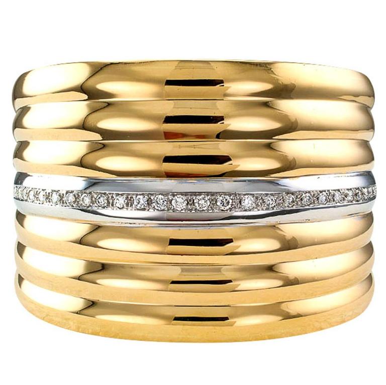 Diamond Gold Hinged Cuff Bracelet For At 1stdibs Diamond Gold Hinged Cuff Bracelet For