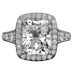 4.12 Carat Cushion Cut Diamond Gold Engagement Ring 11