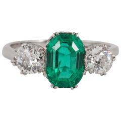 Rare Russian Origin Emerald Diamond Platinum Ring