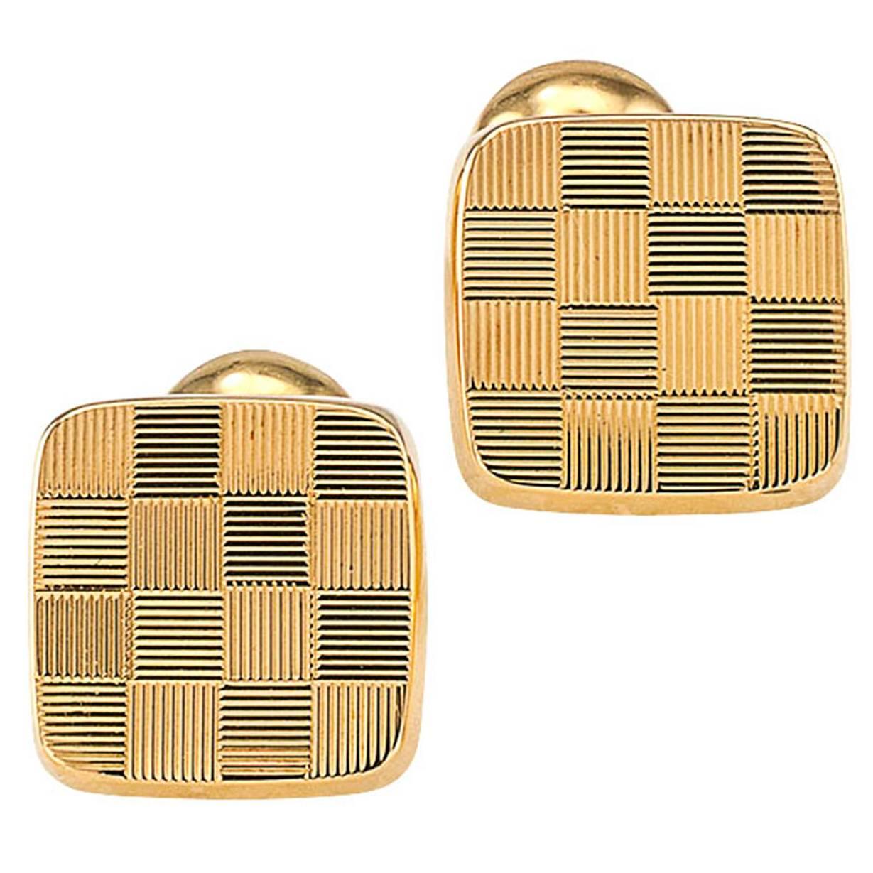Tiffany & Co. Gold Checkerboard Cufflinks