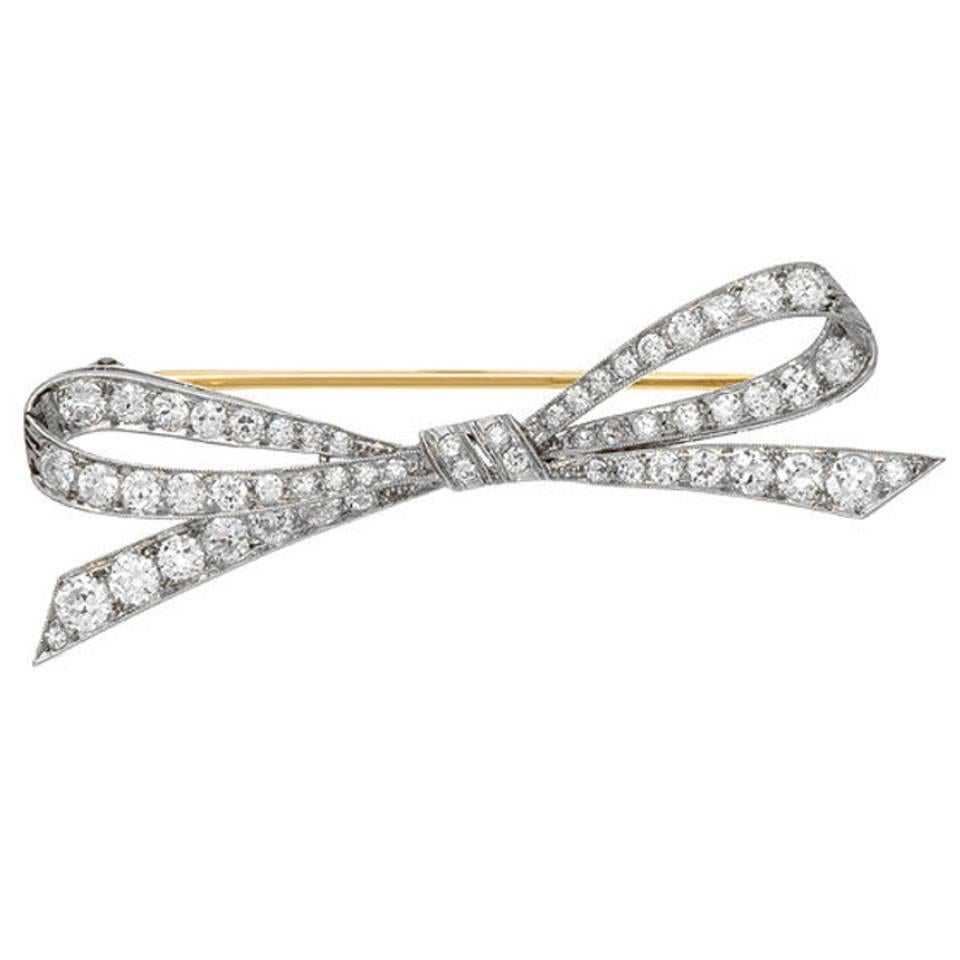 Cartier Cartier Diamond Gold Platinum Bow Brooch 