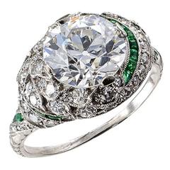 Art Deco 2.61 Carat Old European-Cut Diamond Platinum Engagement Ring