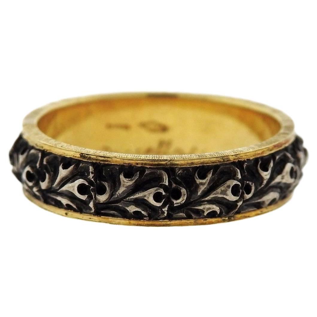 Buccellati Gold Sterling Silver Wedding Band Ring For Sale