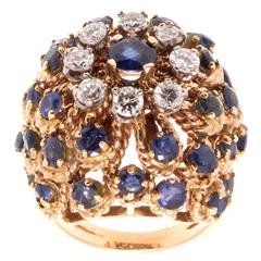 Retro Sapphire Diamond Gold Ring