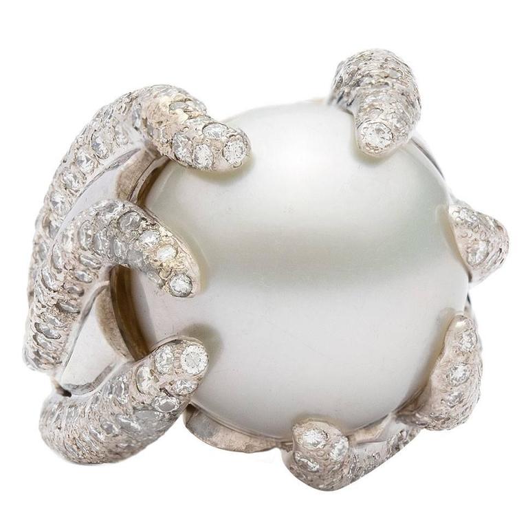 Mother-of-Pearl Topaz Diamond Ring For Sale at 1stdibs