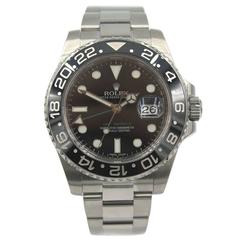 Rolex Stainless Steel GMT Master II Date Wristwatch 