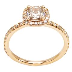 Rose Gold Cushion Canadian Champagne Diamond Engagement Ring with Diamond Band