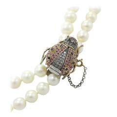 Antique Luise Ladybug pearl necklace