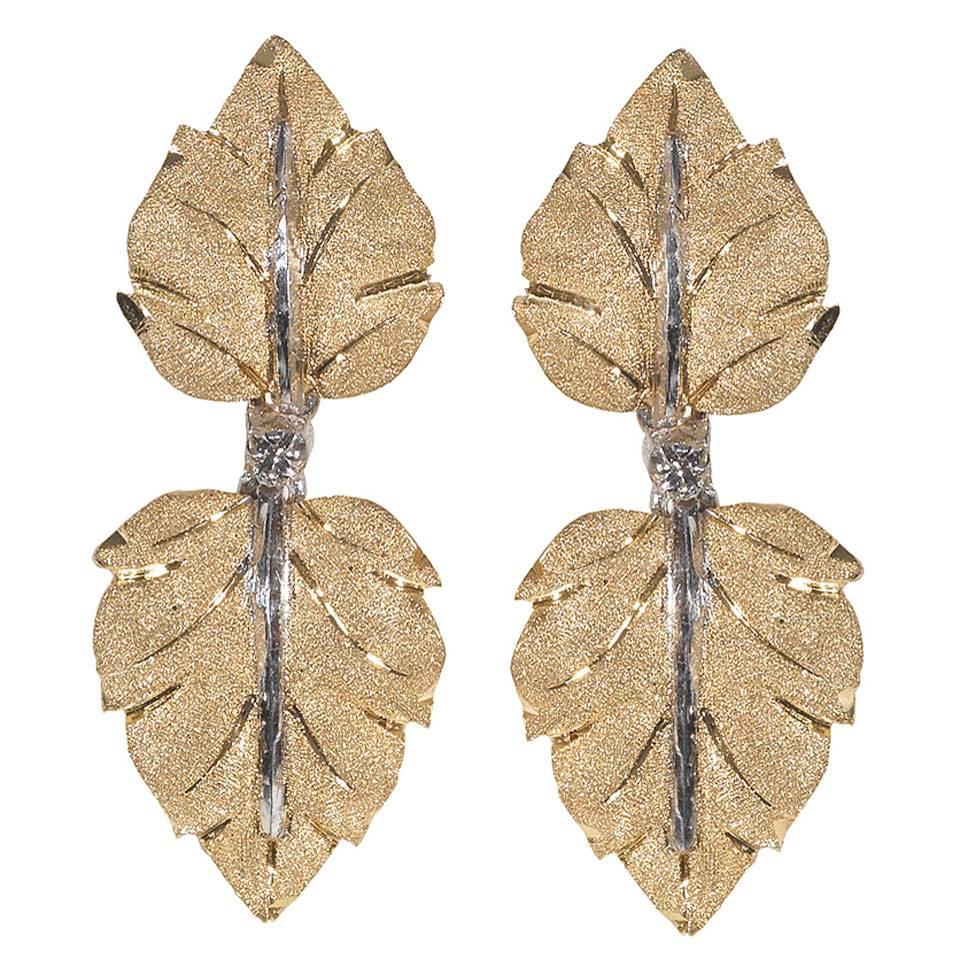 Buccellati Bicolored Gold Double Leaf Earrings