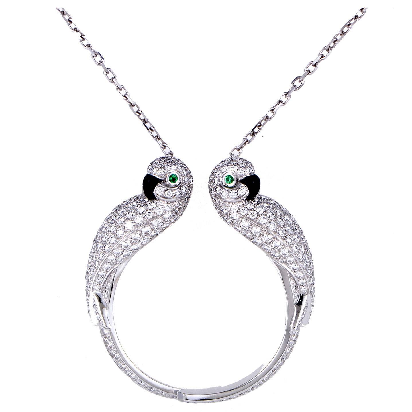 Cartier Les Oiseaux Libérés White Gold Multi-Gemstone Pendant Necklace