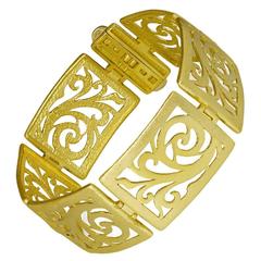 Gold Ornament Bracelet w Contrast Texture Handmade in NYC Limited Edtion 11